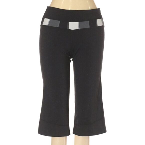 Lululemon Women's Black Knee Length Shorts/Short Pants w/Tri-Color Waistband-Sz4 - Picture 5 of 6